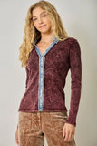 Washed Henley Ribbed Top