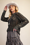 Floral Pattern Knitted Sweater