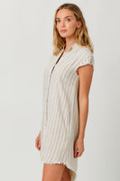 Frayed Linen Shirt Dress