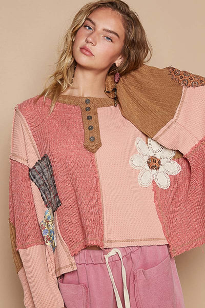 Flower Patchwork Knit Top