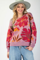 Flower Pattern Knit Sweater