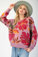 Flower Pattern Knit Sweater