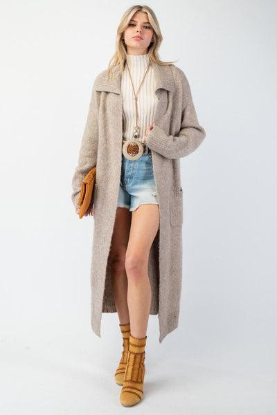 Tie-Waist Maxi Knit Cardigan