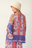 Border Print 3/4 Sleeve Top