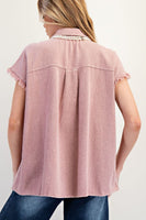 Cap Sleeve Button Down Shirt