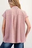 Cap Sleeve Button Down Shirt