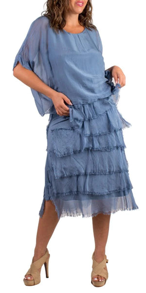 Scoop Neck Maxi Ruffle Dress