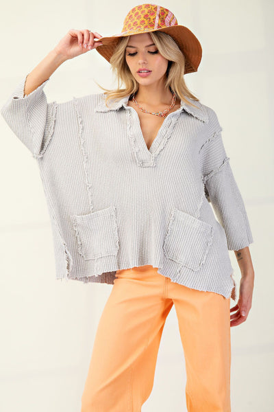 Mineral Wash Ribbed Pullover