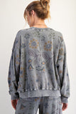 Floral Print Terry Pullover