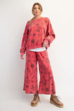 Floral Print Terry Pullover