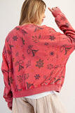 Floral Print Terry Pullover