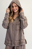 Plaid Cotton Gauze Hoodie
