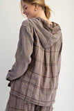 Plaid Cotton Gauze Hoodie