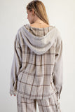 Plaid Cotton Gauze Hoodie