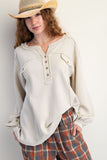 Textured Thermal Henley Top