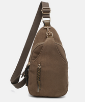 Nikki Corduroy Dual Compartment Sling Pack Bag