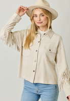 Fringe Back Detail Suede Jacket