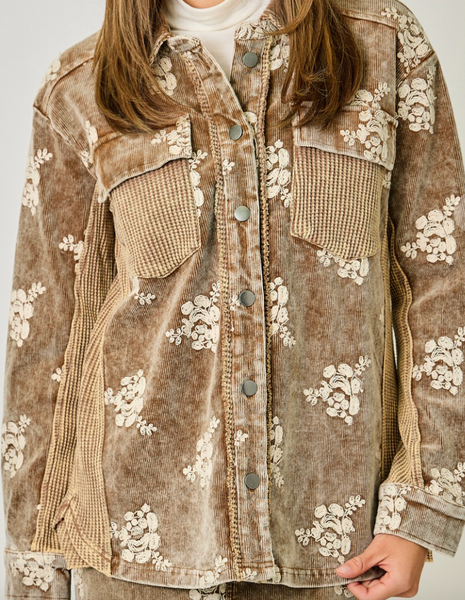 Washed Corduroy Embroidery Jacket
