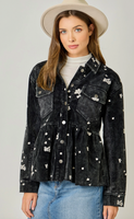 Washed Terry Mix Peplum Jacket