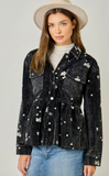 Washed Terry Mix Peplum Jacket