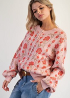 Floral Pattern Knitted Cardigan