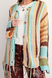 Striped Knit Button Down Cardigan