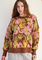 Floral Patterned Pullover Sweater