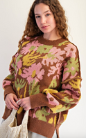 Floral Patterned Pullover Sweater