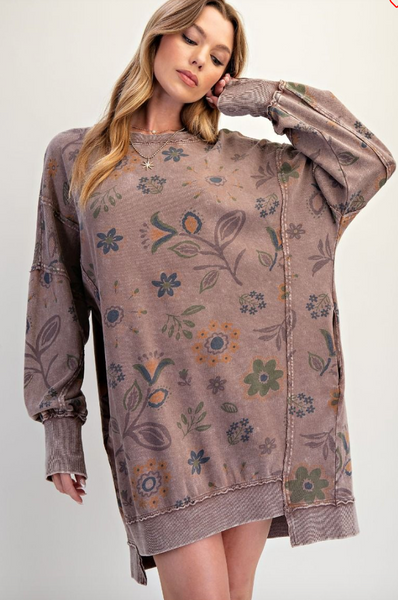 Flower Printed Terry Dress