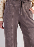 Cargo-Pocket Washed Terry Pants