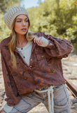 Floral Button Terry Pullover