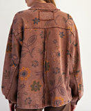 Floral Button Terry Pullover