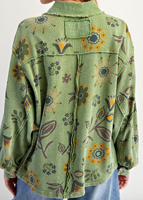 Floral Button Terry Pullover