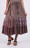 Patchwork Tiered Button Maxi Skirt