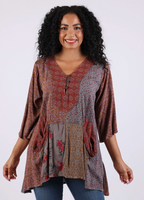 3/4 Sleeve Patchwork Tunic