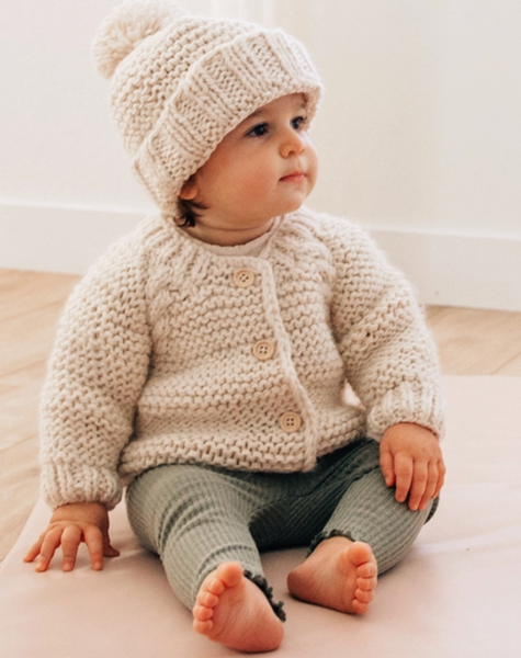 Natural Garter Stitch Baby Cardigan