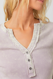 Washed Thermal Henley Top