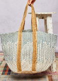 Denim Crochet Woven Tote Bag