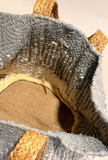 Denim Crochet Woven Tote Bag