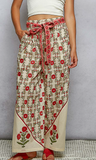 Waist Belt Floral Pattern Pants