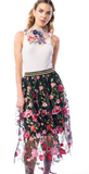 Dark Rose Embroidered Skirt