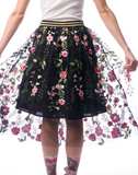 Dark Rose Embroidered Skirt
