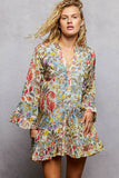 Ruffle Hem Bead Printed Woven Dress/Tunic