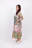 3/4 Sleeve Shirt Dress in Cotton Patchwork