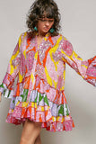 Ruffle Hem Bead Printed Woven Dress/Tunic