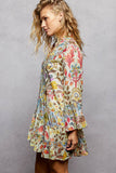 Ruffle Hem Bead Printed Woven Dress/Tunic