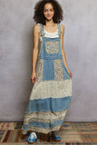 Vintage Washed Front Pocket Floral Contrast Dress