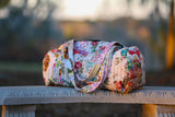 White Floral Upcycled Patchwork Duffel Bag