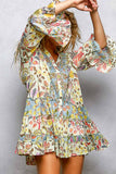 Ruffle Hem Bead Printed Woven Dress/Tunic