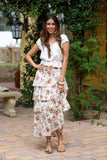 White Floral Ruffle Skirt